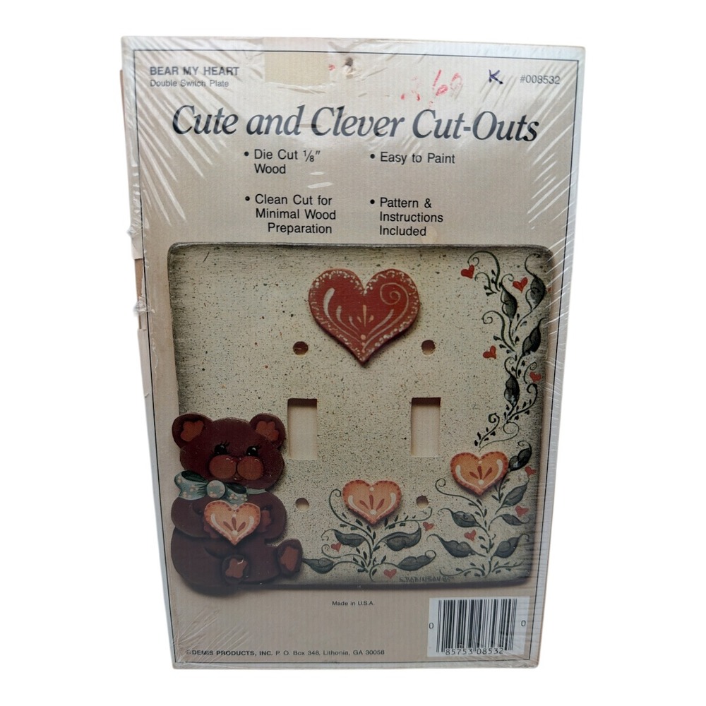 Cute & Clever Cut Outs Bear Heart Double Switch Plate  Frame Craft 2 Projects